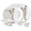 Larah by Borosil Oak Fluted Series Opalware Dinner Set | 13 Pieces for Family of 4 | Microwave & Dishwasher Safe | Bone-Ash Free | Crockery Set for Dining & Gifting | Plates & Bowls | White