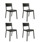Cello Eskimo Cafeteria Set of 4 Chairs (Black)