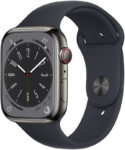 Apple Watch Series 8 GPS + Cellular with ECG app, Temperature sensor, Crash Detection(Midnight Strap, Regular)
