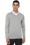 Allen Solly Women’s Acrylic Blend V-Neck Sweater (ASSWWRGFC08146_Grey_XL)