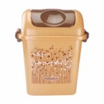 Nayasa Rectangular Swing Bin Funk No 13 with Swing Lid, Capacity- 13.5 Liters, without Inner Bucket, Multi Purpose Dustbin with Lid, Easy To Lift, Light Weighted, Ideal For Home/ Kitchen/ Office, L 33, B 21, H 40, Brown
