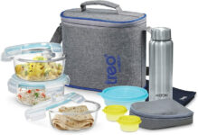 TREO All Fresh Premier Glass Tiffin Set of 8, Microwave Safe, Dishwasher safe 6 Containers Lunch Box(2210 ml)
