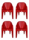PETALS Plastic Chair for Living Room | Armchairs Set of 4 | Arm Chair for Home, Office, Garden, Drawing Room, Indoor & Outdoor | Capacity Upto 150 Kgs | Red, 4 Pcs, Bravo | 3 Years Warranty