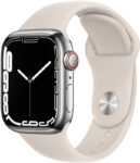 Apple WatchSeries7(GPS+Cellular, 41mm) SilverStainless Steel Case-Starlight Sport Band(Silver Strap, Regular)