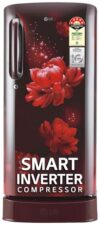 LG 185 L 5 Star Inverter Direct-Cool Single Door Refrigerator (GL-D201ASCU, Scarlet Charm, Base stand with drawer)