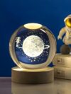 Desidiya Big Moon Fairy 3D Crystal Ball Night Light with Wooden Base – LED USB Table Lamp for Kids, Teens, and Home Decor