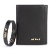 Alpha Premium Leather Mens Wallet | 100% Ethically Sourced Top Grain Leather | Luxury Craftsmanship | Smart Design | RFID Protection | Blending Style with Functionality | Business | Style 8, Black