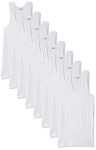 Rupa Jon Sleeveless Vest for Men, 100% Cotton Material, Round Neck, Pack of 9 White