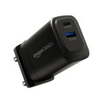 amazon basics 30W Dual Port Gan Charger | Pd3.0 and Qc3.0 Pps Fast Charging Compact Adapter with Foldable Plug (Us/in Pins) |Without Cable (Plastic, Black)