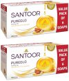 Santoor PureGlo Glycerine Bath Soap with Almond Oil for moisturized, nourished and shining Skin, Combo Offer 125g Pack of 12