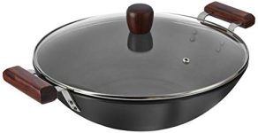 Amazon Brand – Solimo Hard Anodized Aluminium Kadhai with Induction Base, Black, 30cm