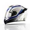 TVS XPOD Aerodynamic Helmet for Men-ISI DOT Certified, Ultrawide Visor, Quick Release Strap-Premium Bike Helmet with Enhanced Air Circulation (Speedy White & Blue-XL)