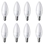Philips 2.7-Watt 250-lumen Frosted Candle E14 Base (Cool White, Pack of 8) – Decorative, Ambience for Chandeliers, Wall lights, Desk lamps, Floor lamps