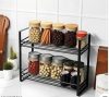 ABSARS 2 Tier Multi Functional Kitchen Utensil/Spice Rack Countertop Bottles Jars Organizer for Kitchen Bathroom and Desk Organizer (Black)