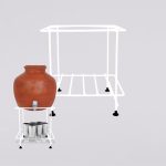 Nayra Heavy Stainless Steel Matka Stand – 3-in-1 Plant and Glass Stand with 4 Heavy Legs for Round Surface (8 Inch) White Colour