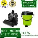 Smile Black Garbage Bags Dustbin Bags Medium Size For Home Oxo Disposable Garbage Bags Medium 20 L Garbage Bag Pack Of 30(30Bag )