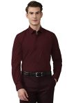 Peter England Men’s Solid Regular Fit Shirt (PESFMNUB712345_Maroon 44)