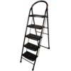 CIPLAPLAST 5 Step Ladder for Home use | Heavy Duty Alloy Steel Foldable Step Ladder with Anti Skid Shoes and Extra Strong Wide Steps | 5 Years Warranty | Milano 5 Steps | GEC-L5M (Black)