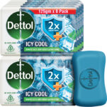 Dettol Icy Cool Bathing Soap Bar With 2xMenthol(8 x 125 g)