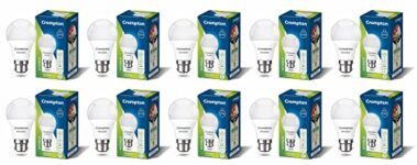 Crompton Dyna Ray LED Bulb | 9W | Cool Day Light | B22 Base | 180 Degree Coverage | 4kV Surge Protection | 440V High Voltage Protection | Pack of 10