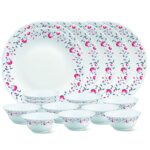 Larah by Borosil Glass PentasThali Set (White) – 18 Pieces