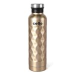 Cello Invictus Stainless Steel Double Walled Bottle, Hot and Cold, 700ml, Yellow | Vacusteel Water Flask with Durable DTP Coating | Leak Proof Flask for Beverages | Ideal for Home, Travel, Office