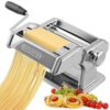 Nuvantee Pasta Maker Machine, Manual Hand Press, Adjustable Thickness Settings, Noodles Maker with Washable Aluminum Alloy Rollers and Cutter, Perfect for Spaghetti, Fettuccini, and Lasagna