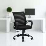 IAFA FURNITURE Diego Office Chair with Height Adjustable Mechanism, Ergonomic Mid-Back Mesh Design |Heavy Duty Metal Base | Multi-Adjustment Revolving Chair (Self Assembly) (High Back, Black)