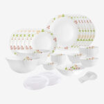 cello Pack of 35 Opalware Dazzle Secret Garden | Extra Strong | | Dinner Set(White, Microwave Safe)