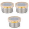 STEELLOCK Airtight Stainless Steel Containers for Kitchen – Food Storage Containers with Lids Leak Proof For Fridge Office Kids School (300 ml, Yellow, Pack of 3, SL-1103)