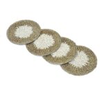 @home 4 Pcs Coasters for Cups Mugs Glasses Home Decor Office Coffee Bar Table Heat Resistant Pads Tabletop Protection Round Polyester Glass Beads White & Grey by Nilkamal