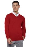 Allen Solly Men’s Acrylic Blend V-Neck Sweater (ASSWWRGFZ02376_Red_XL)