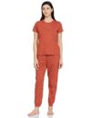 Amazon Brand – Symbol Women’s Cotton Casual Pajama Set (SBSS22WSPSET907_Brick Red_L)