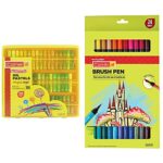 Camel Oil Pastel With Reusable Plastic Box – 50 Shades & Camlin Kokuyo Brush Pens, 24 Shades (Multicolor)