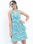 KETCH Women A-line Blue Knee Length Dress