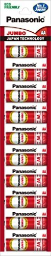 Panasonic Jumbo Zinc Carbon AA 1.5V Batteries, Pack of 10, Long Life Premium India’s 1st 100% Eco-Friendly Batteries,Metal Clad,No Hg/Cd/Pb Added,Guaranteed Leakproof Up to 0.5 C.V,Pack of 10.