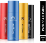 THE MAN COMPANY Privilege Intense , Legend, Bold & Active Deodorant Spray – For Men(600 ml, Pack of 4)