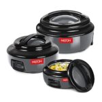 Milton Ernesto Inner Stainless Steel Jr. Casserole Set of 3 (420 ml, 850 ml, 1.43 litres), Grey | Easy to Carry | Serving | Stackable