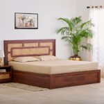 Home Centre Elsa Daisy King Bed with Hydraulic Storage – Brown
