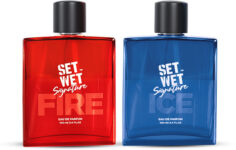 SET WET Fire & Ice Perfume for Men, Woody & Citrusy Long Lasting Perfume, Pack of 2 Eau de Parfum – 200 ml(For Men)