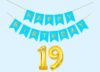 Mystic Toy Store 19th Sky Blue Happy Birthday Decoration Kit for 19 year Old Boys Girls Teenage with Number Nineteen Party Decorations Decor Celebration Items Item Set Combo Reusable Paper Banner
