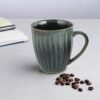 AZURE Bhumija Earth Collection Ceramic Mugs to Gift to Best Friend Tea Coffee Milk Mugs Microwave Safe, Tea Cups, Set of 2, 300 ml Capacity, Dark Green Colour
