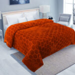 IWS Self Design Double Mink Blanket for Mild Winter(Microfiber, Orange)
