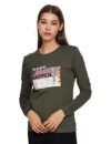 Max Women’s Cotton Regular Hooded Neck Sweatshirt Olive Green,Xs