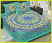 JAIPUR PRINTS 220 TC Cotton Double, Queen Printed Flat Bedsheet(Pack of 1, Sea Green)