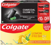 Colgate Charcoal Clean 240g Toothpaste & Lemon Fresh 240g Toothpaste(480 g, Pack of 2)