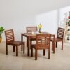 Home Centre Romero Mango Hardwood 4-Seater Dining Table with Chairs – Brown