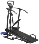 amazon basics 4-in-1 Smart Foldable Manual Treadmill with Jogger, Twister, Stepper and Push-Up Bar, 3 Level Incline, LCD Display with Heart Sensors, Max User Weight 100 Kg, Black