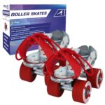 STRAUSS Junior Tenacity Roller Skates | Adjustable Shoe Size for Kids | 4 Wheels Skates for Boys and Girls | for Indoor and Outdoor Skating | Age Group 3-7 Years | Weight Capacity Upto 60kgs,(Silver)