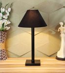 tu casa Black Cotton Shade with Black Metal-Iron Base Table Lamp | Elegant Bedside & Desk Lamp for Bedroom, Living Room, Office, Home Décor & Gifting (Height : 19 Inch/No Blub Included)